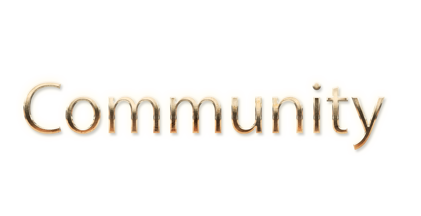 WORD COMMUNITY gold text typography PNG images free